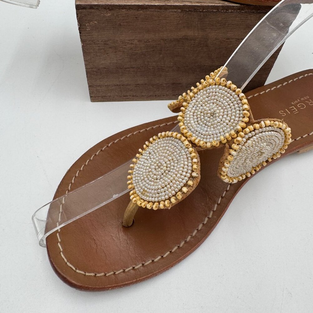 Torgeis New York Women's Helen Sandal woman size 8 leather seed bead thong - Picture 6 of 13